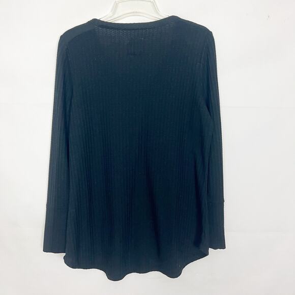 Chaser Waffle Knit Pullover Black Thermal Tunic Sweater Size XL - Picture 6 of 9